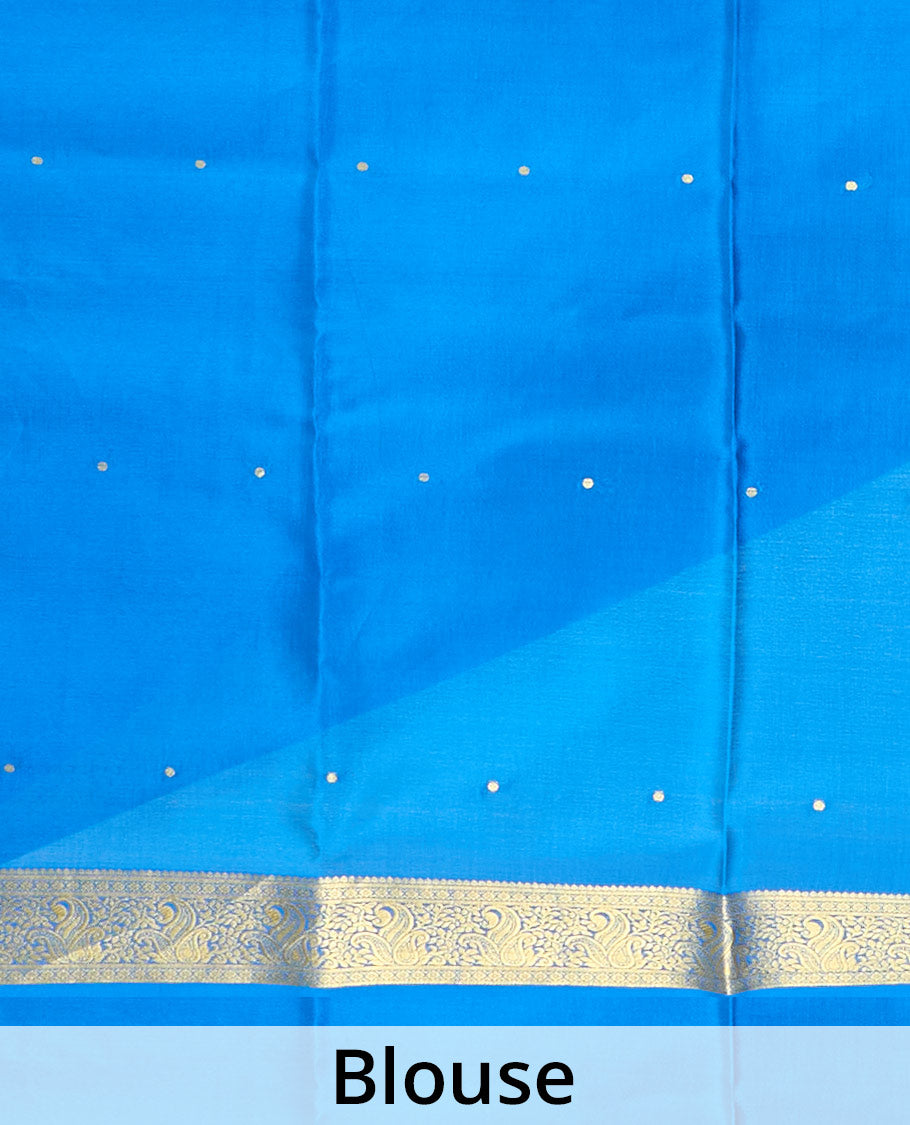 Maroon zari buttas Mysore silk saree, contrast floral vine design zari border & zari buttas pallu