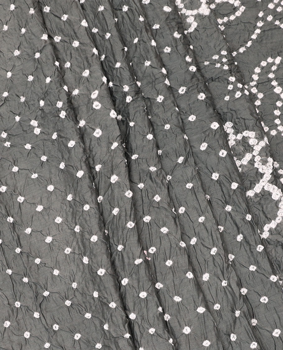 Borderless Grey Bandhani Dola Silk Saree