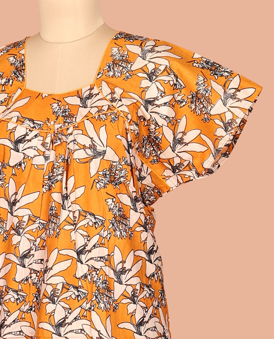 Yellow Cotton-Blended Nighty