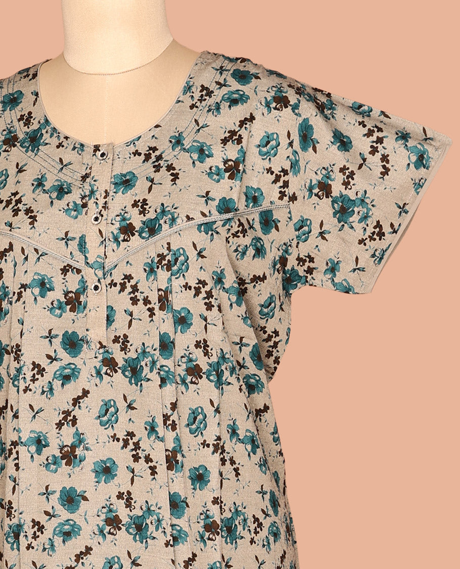Light Brown Cotton-Blended Nighty