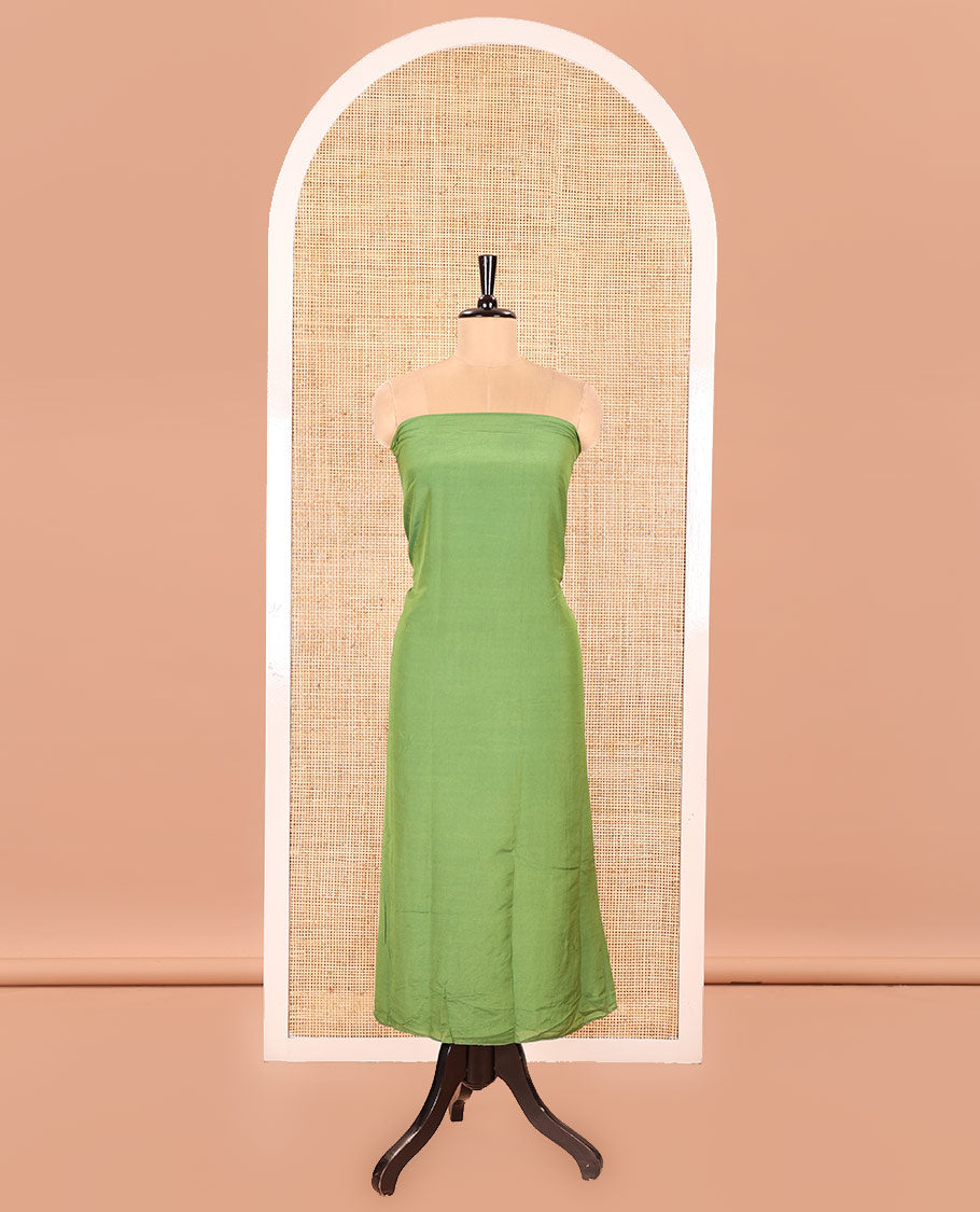 Green Semi Silk Material Churidar Set, Subtly Made Plain Top, a Plain Santoon Bottom, and Is Paired with a Dual-Colored Bandhani Motifs Semi Silk Dupatta