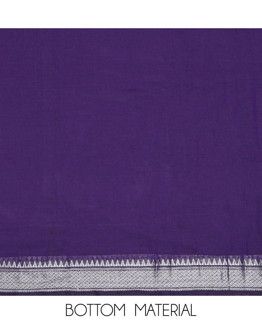 Purple zari design chudidhar material top with plain bottom & plain, zari design border dupatta