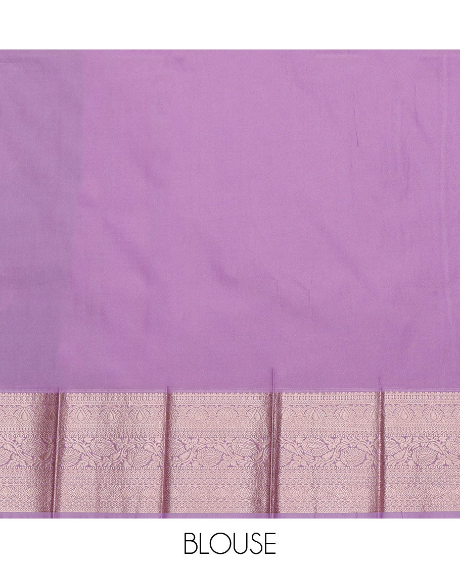 Blue Budget Silk Saree, Bedecked with Paisley Buttas All Over Its Body, Complemented by a Contrast Traditional Zari Design Rettai Pettu Border, Intricate Pallu, and Paired with a Contrast Blouse