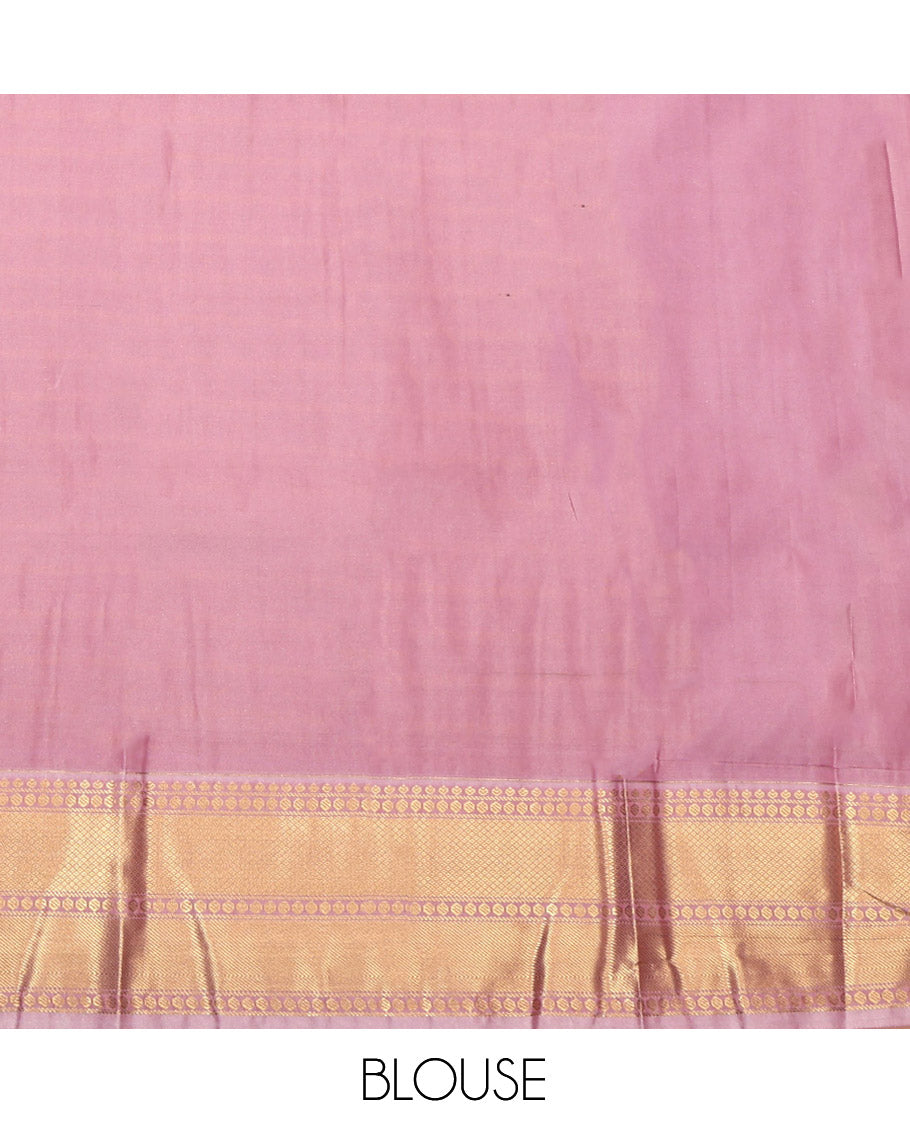 Navy Budget Silk Saree, Majestically Detailed with Zari Stripes, Complemented by Contrast Traditional Zari Border, Grand Pallu, and a Contrast Blouse