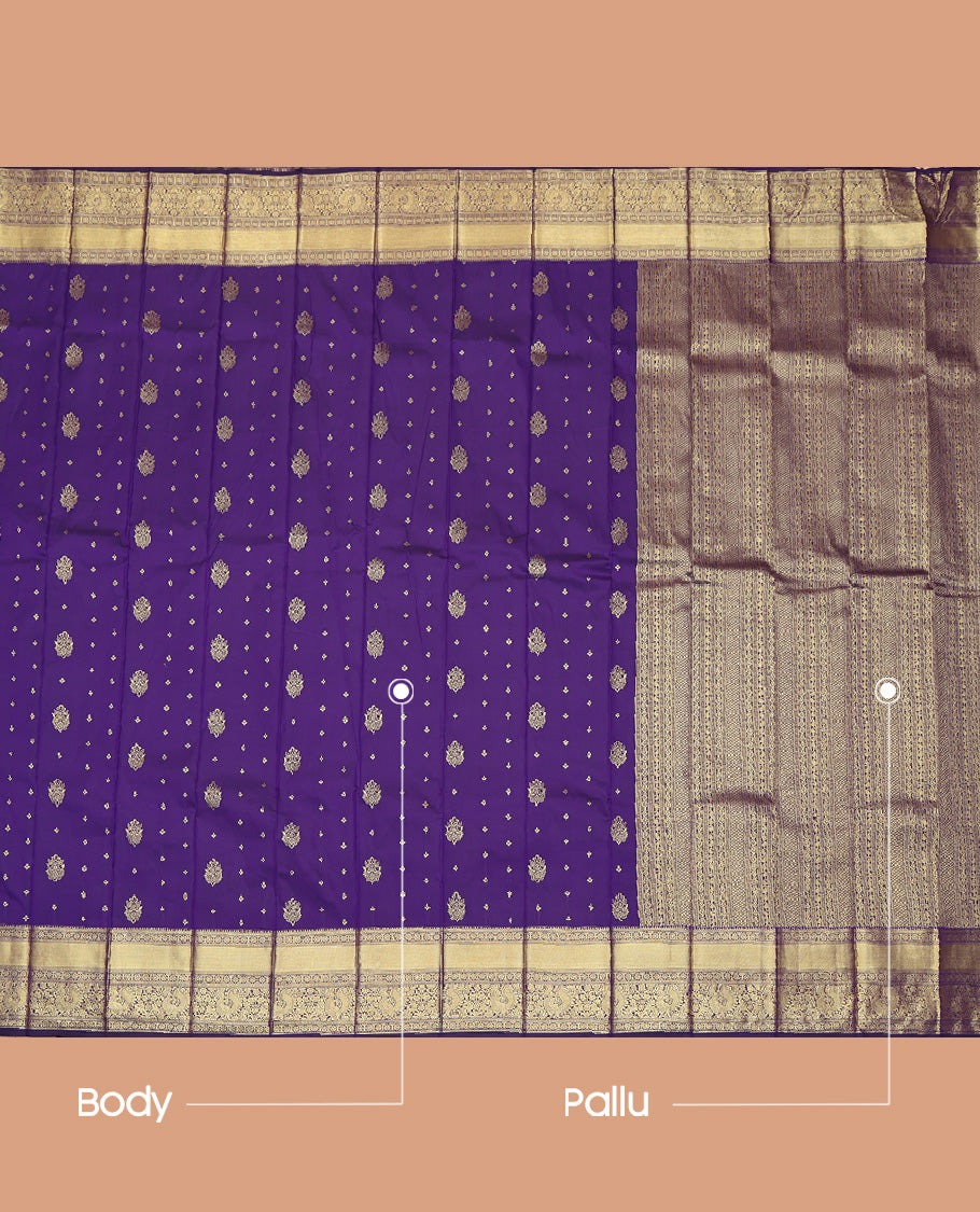 Violet Traditional Zari Design Border Budget Silk Saree