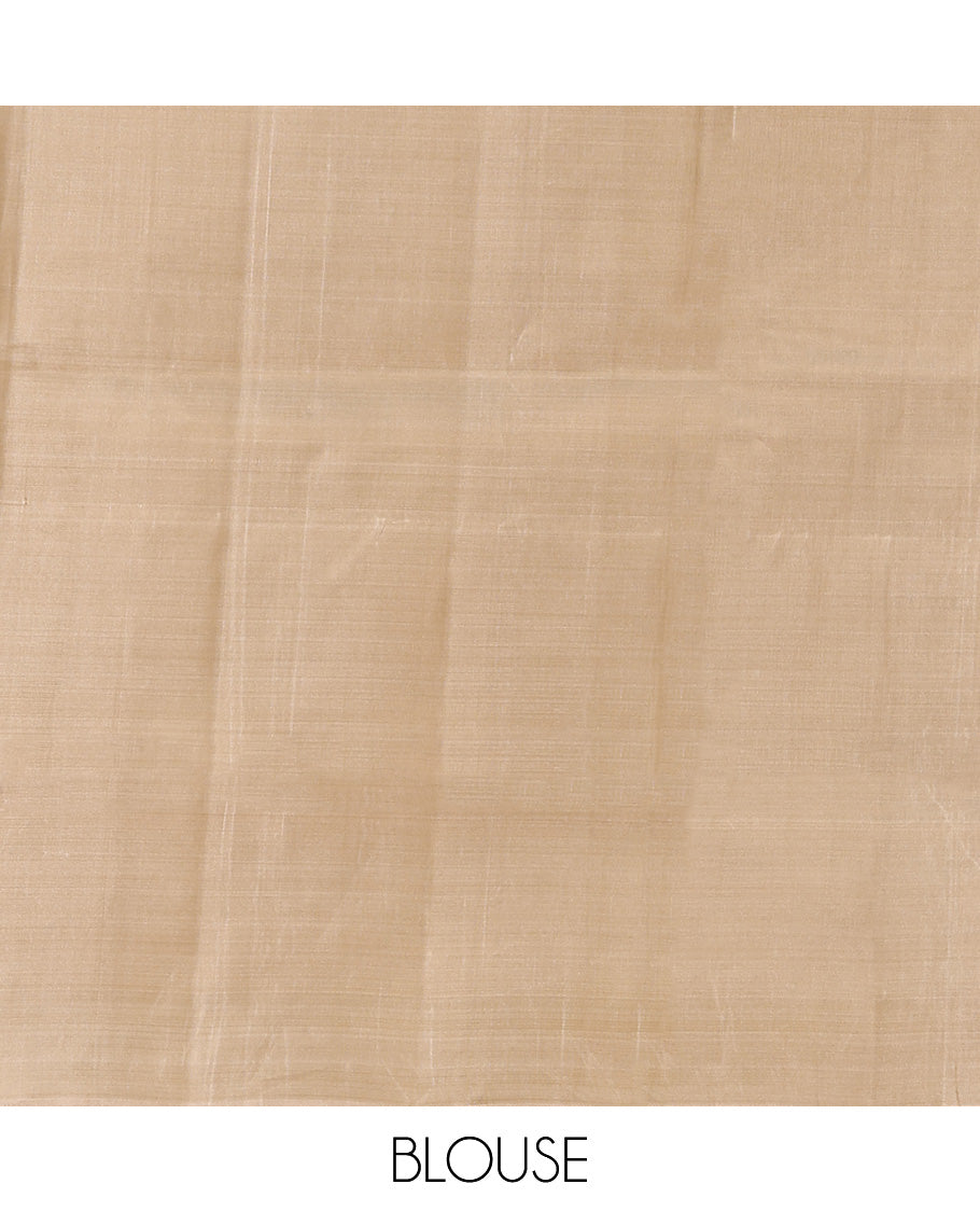 Peach Mayuri Lite Silk Mix Saree, Woven with Buttas All Over Its Body, Complemented by a Contrast Border, Pallu of Intricate Designs, and Paired with a Contrast Blouse