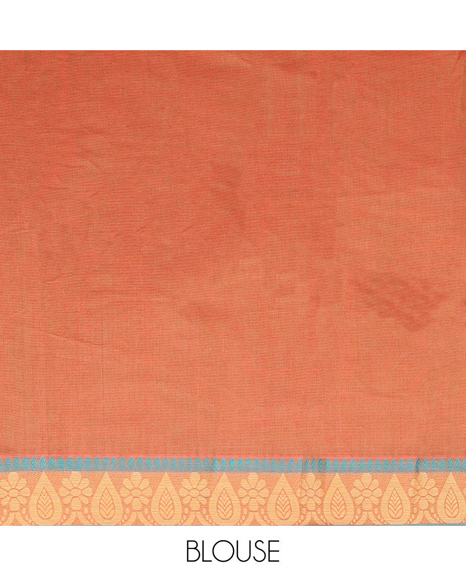 Pink sparely floral design Combatiore cotton saree, unique design border & contrast floral & geometric design pallu