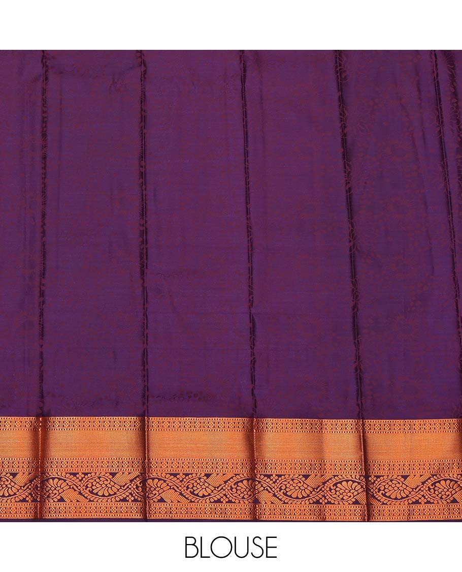 Grey Budget Silk Saree, Styled with Floral Jacquard Design, Complemented by Contrast Traditional Kodi Visiri Zari Border, a Jaal Pallu and a Contrast Blouse