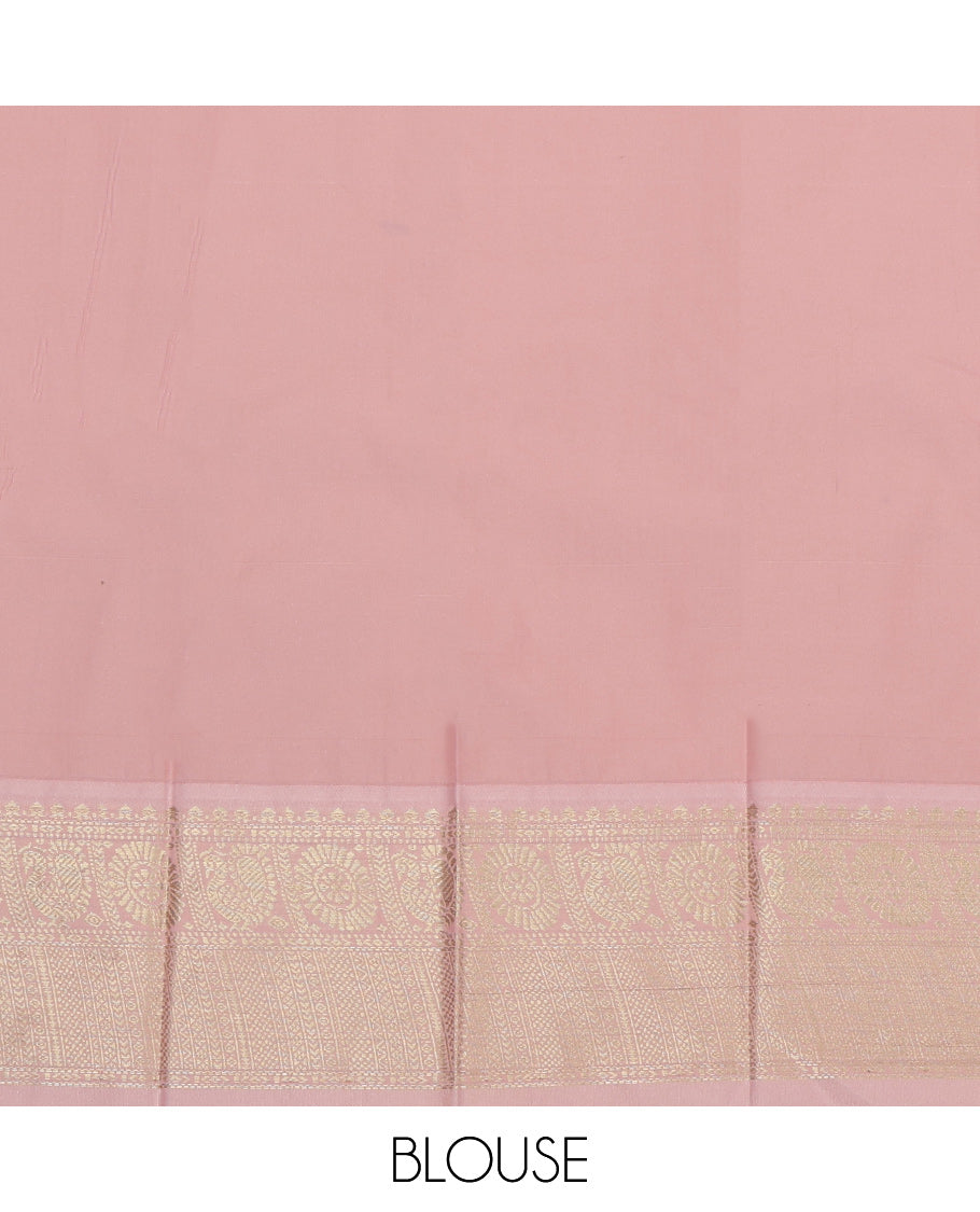 Red Budget Silk Saree, Woven with Zari Buttas and Checks, a Contrast Traditional Zari Border, Sparsely Woven Pallu, and a Contrast Blouse