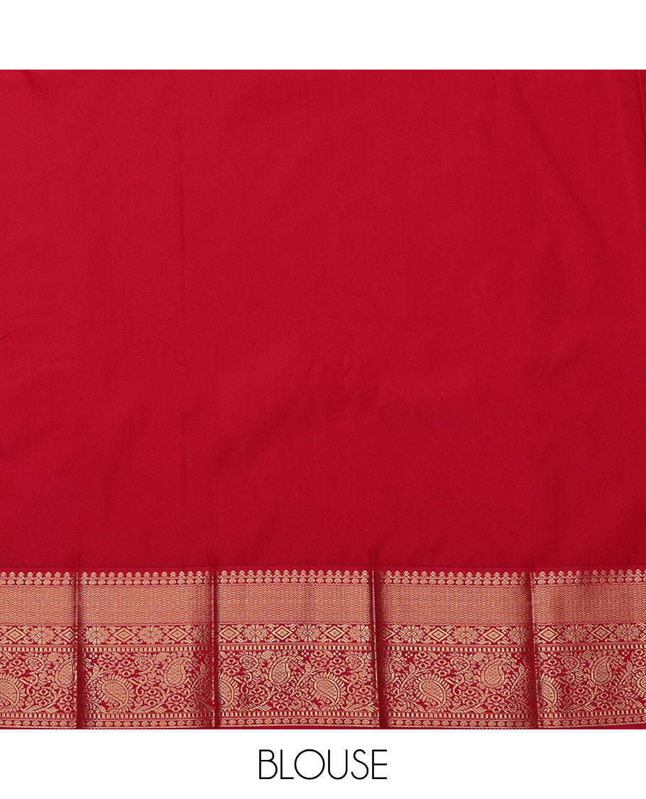 Cream Budget Silk Saree, Richly Detailed with Zari Buttas and Checks, Captivating Contrast Traditional Zari Design Border, Grand Pallu, and a Contrast Blouse