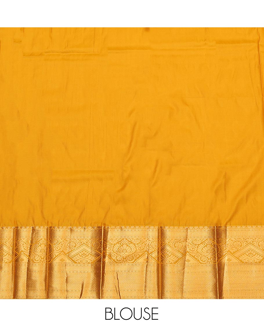 Blue Budget Silk Saree, Opulently Embellished with Floral Jacquard, Complemented by Contrast Traditional Zari Border, Grand Pallu, and Contrast Blouse
