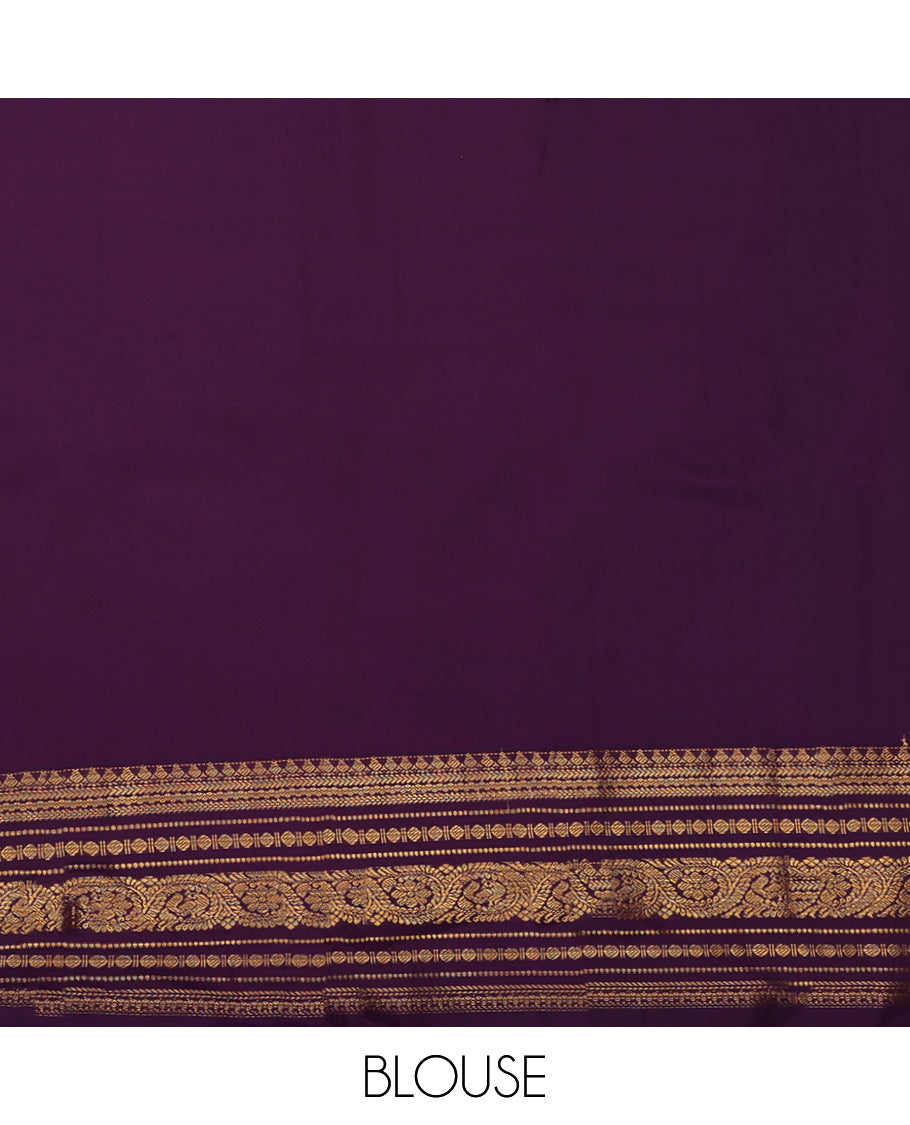 Blue Budget Silk Saree, Elevated with Zari Buttas on Its Body, Complemented by a Contrast Traditional Zari Border, Grand Diagonally Striped Pallu, and Paired with a Contrast Blouse