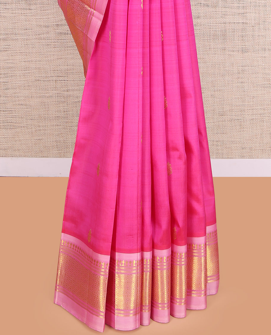 Pink Jaal Design Kanchipuram Silk Saree