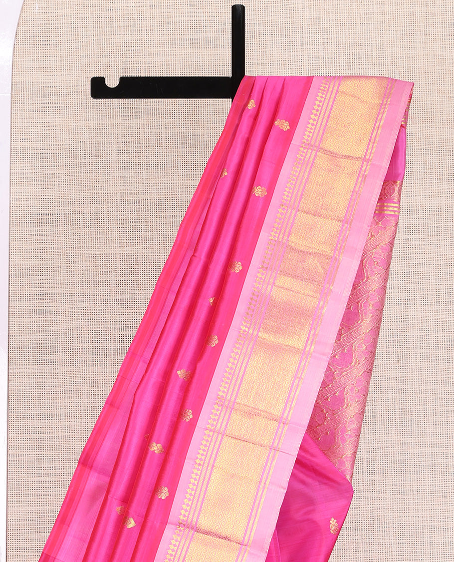 Pink Jaal Design Kanchipuram Silk Saree