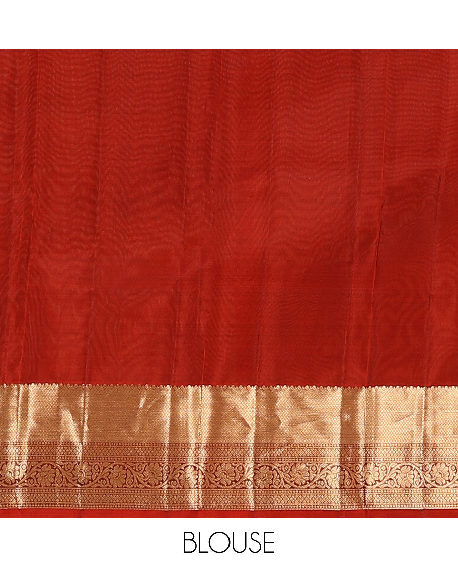 Mustard Vasundhara Lite Silk Mix Saree, Beautified with Zari Buttas, Complemented by a Contrast Border of Mayil Kann, and Kodi Visiry Designs, Grandly Woven Pallu, and Paired with a Contrast Blouse