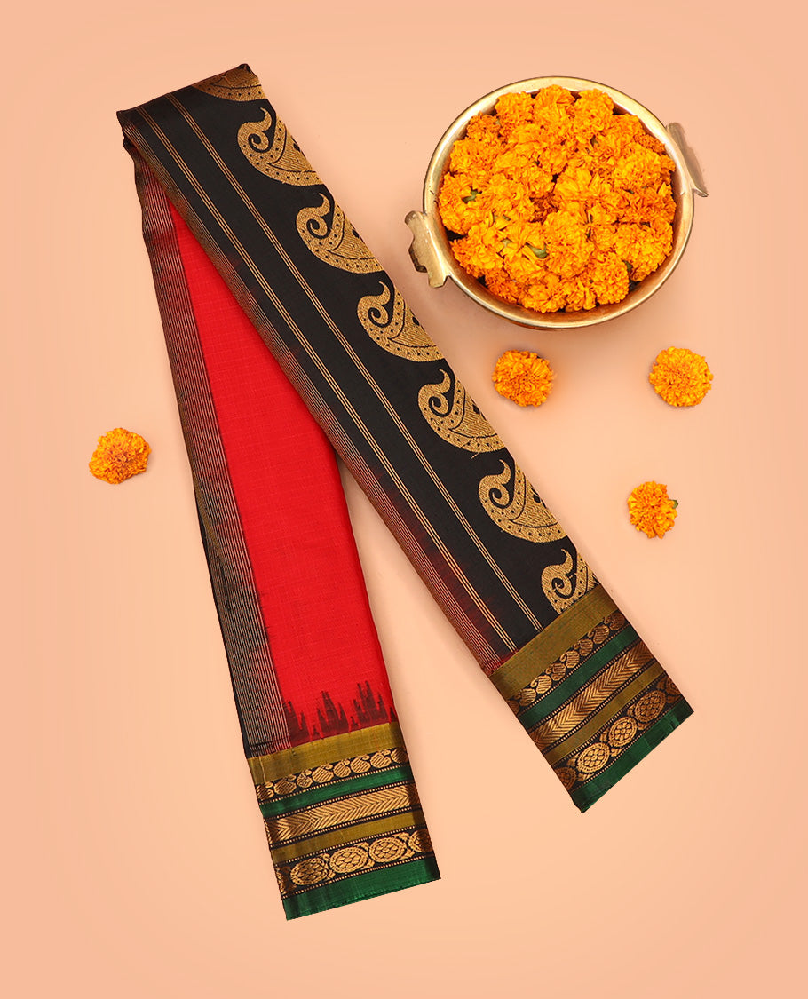 Red Gadwal Silk Saree