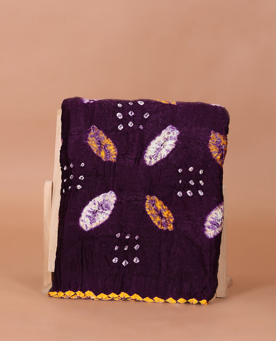 Borderless Purple Bandhani Dola Silk Saree