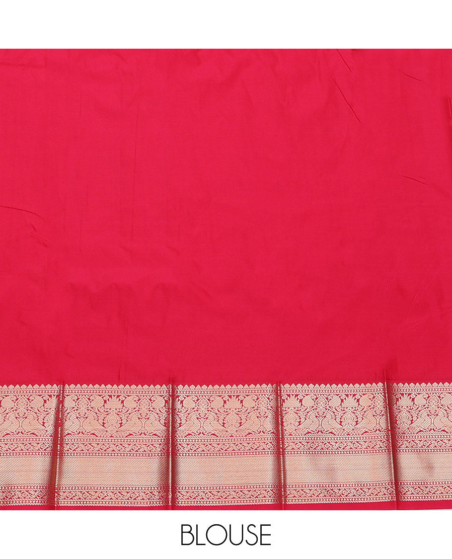 Brown Budget Silk Saree, Elegantly Highlighted with Zari Buttas and Stripes, Complemented by a Contrast Traditional Zari Border, Paisley Pallu, and Contrast Blouse