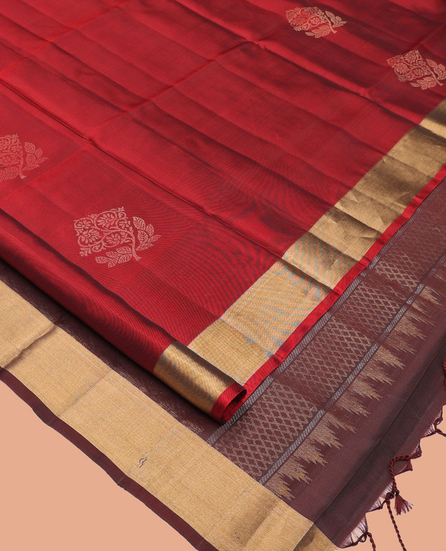 Red Mayuri Lite Silk Mix Saree