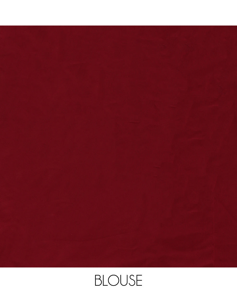 Maroon pathik printed georgette saree with pathik printed border & pathik printed pallu along with plain blouse