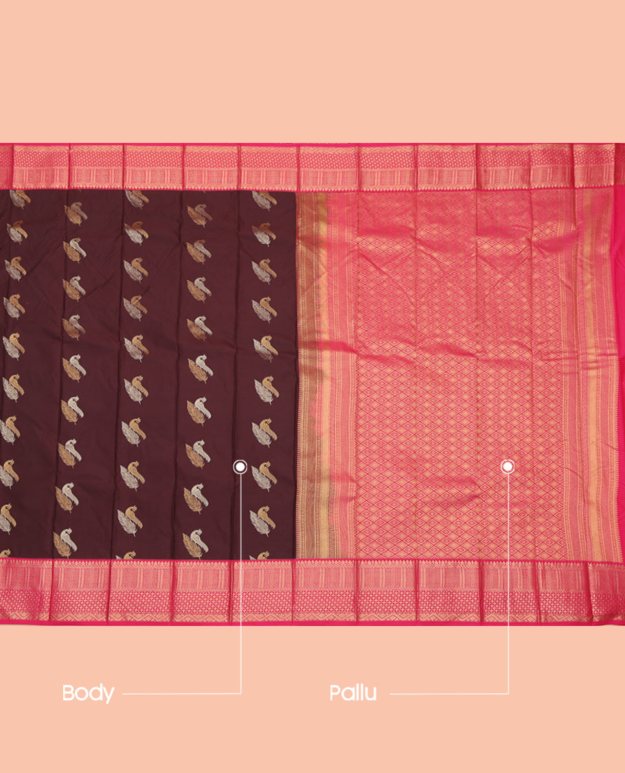 Brown Woven Budget Silk Saree