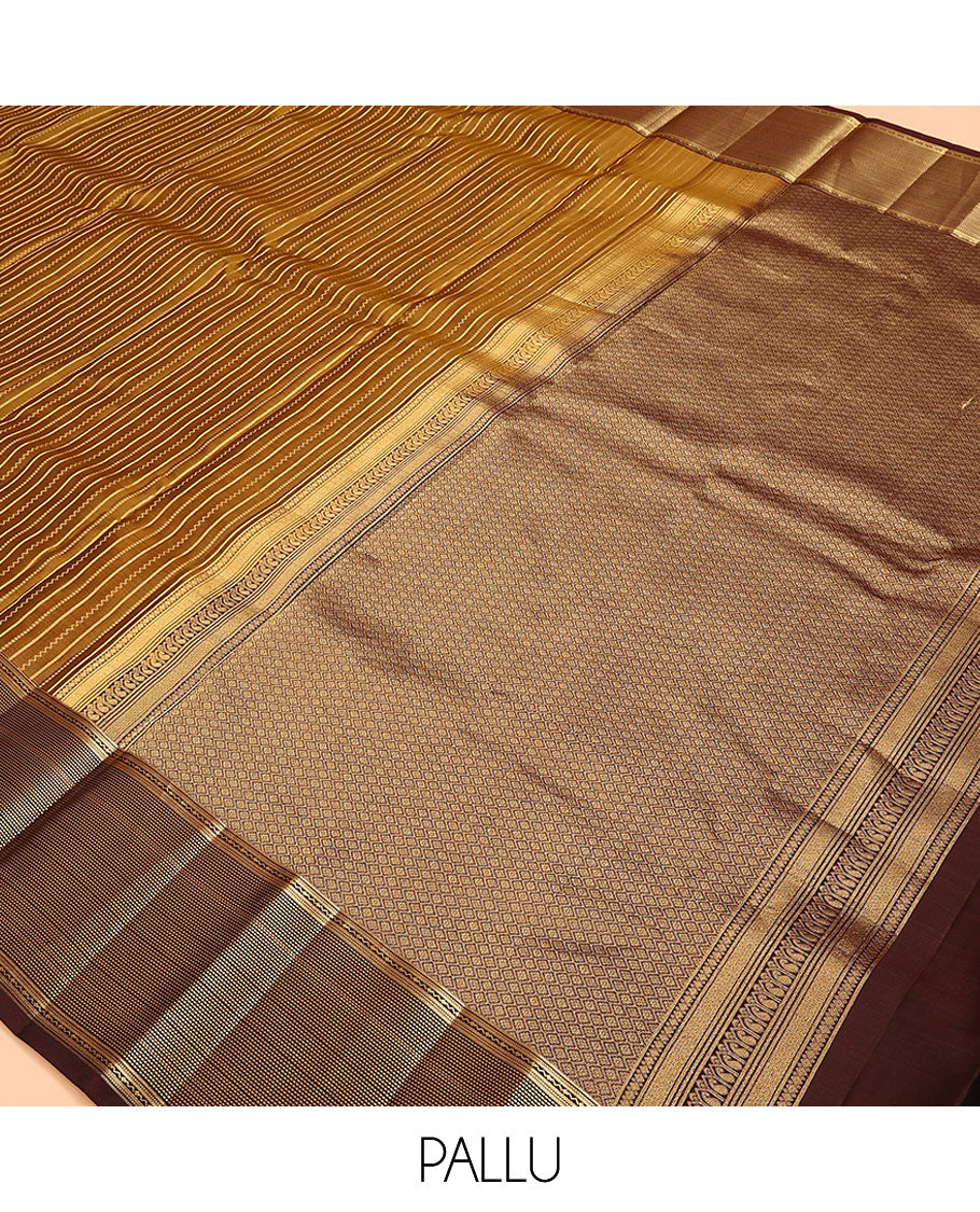 Mustard Vasundhara Lite Silk Mix Saree, Prettified with Neli, Muthu, and Banaras Buttas, Complemented by a Contrast Border of Muthu Designs, Grandly Woven Jaal Design Pallu, and Paired with a Contrast Blouse