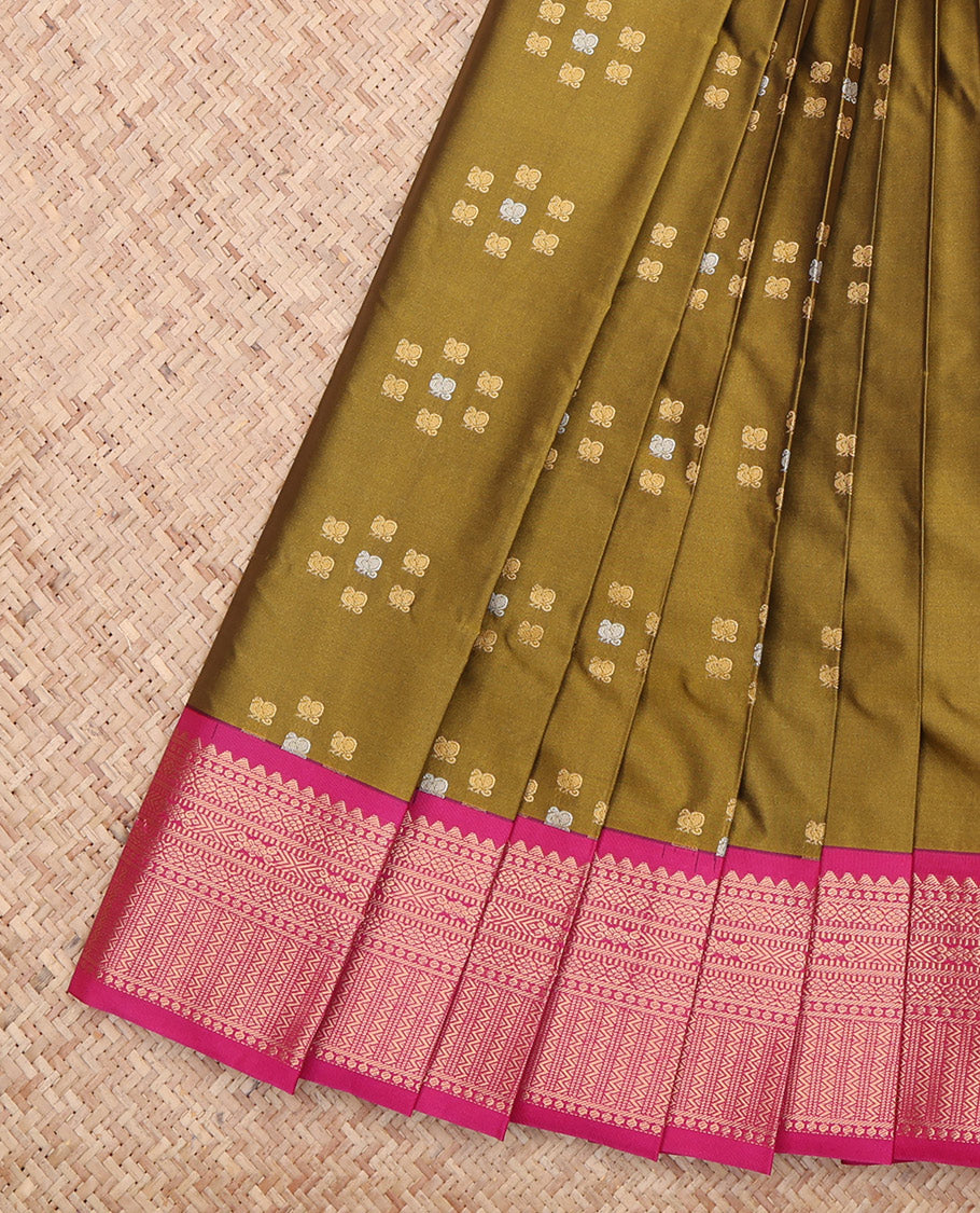 Green Peacock Butta Budget Silk Saree