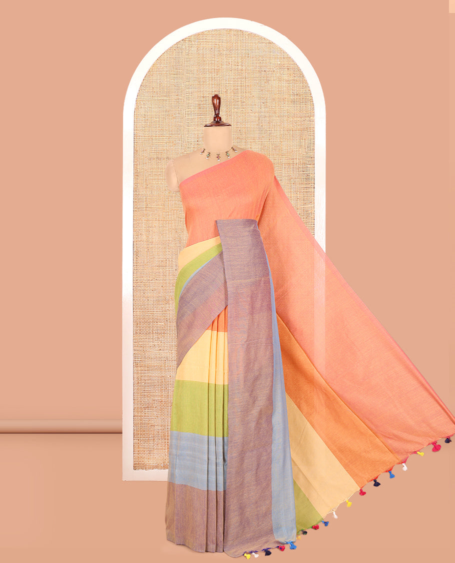 Borderless Lavender Khadi Cotton Saree
