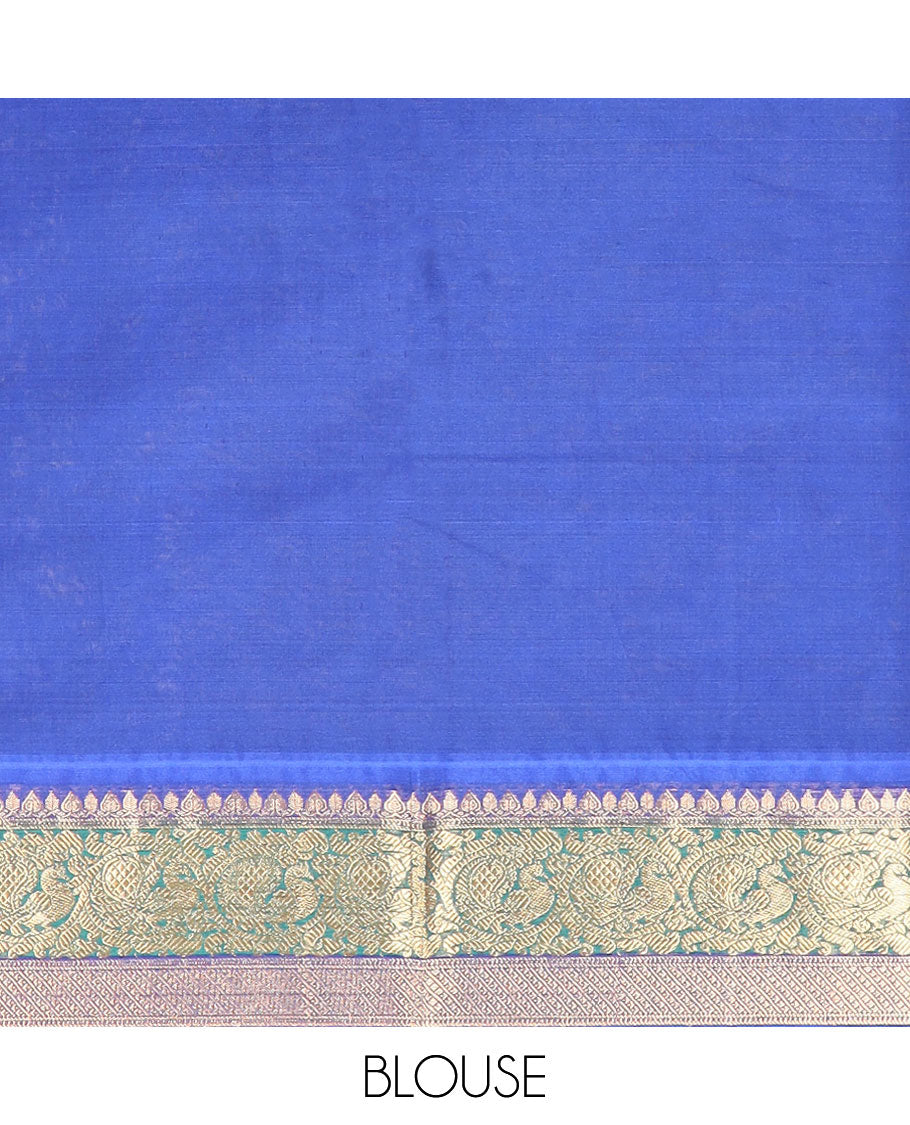 Red floral motifs silk cotton saree with contrast zari design border & floral design pallu