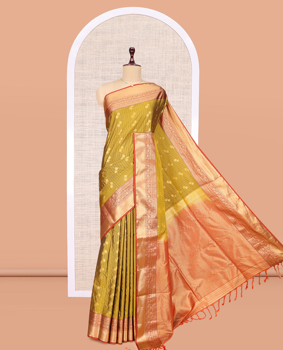 Yellow Stripes Budget Silk Saree