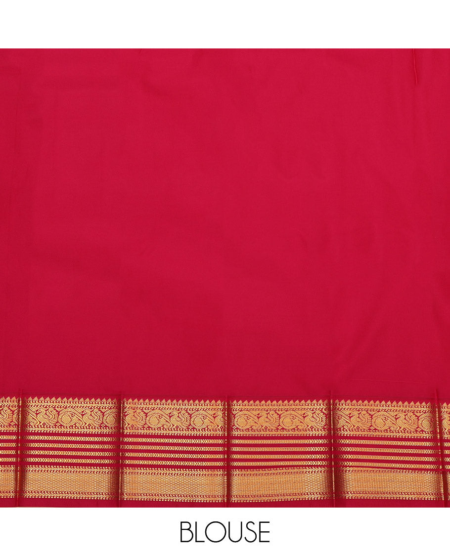 Purple Budget Silk Saree, Graced with Zari Buttas on Its Body, Complemented by a Contrast Traditional Zari Border, Grand Pallu, and Paired with a Contrast Blouse