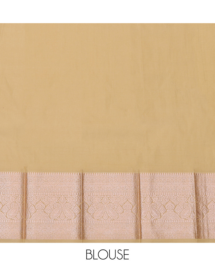 Pink Budget Silk Saree, Bedecked with Zari Buttas, Complemented by a Contrast Traditional Zari Border, Grand Pallu, and a Contrast Blouse