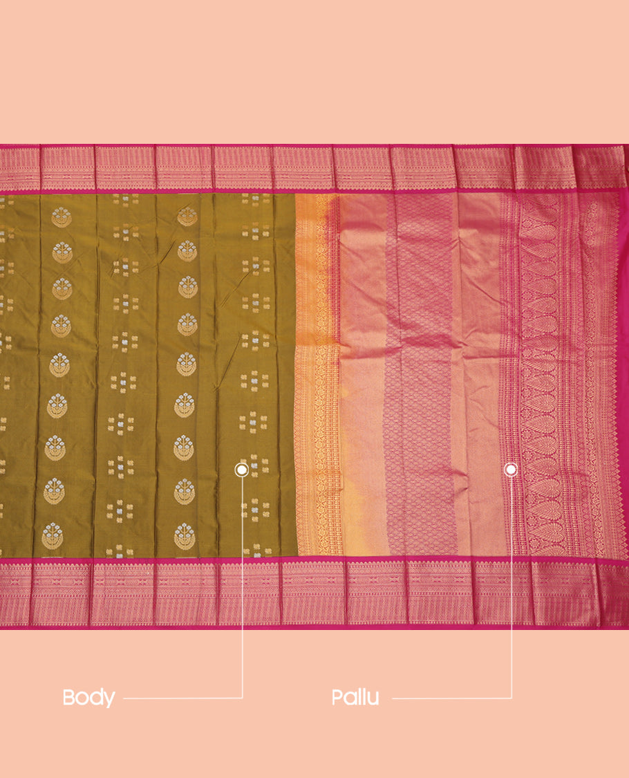 Green Peacock Butta Budget Silk Saree