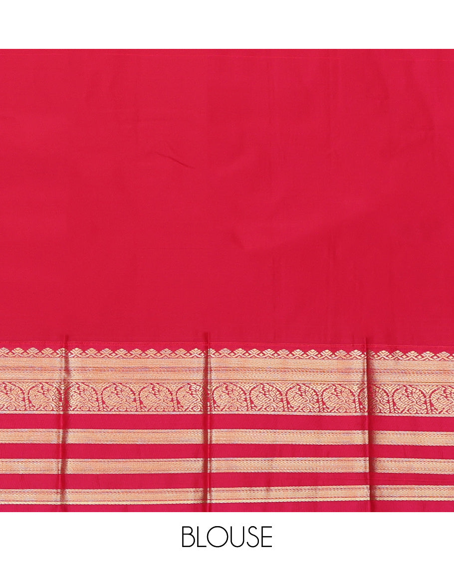 Pale Pink Budget Silk Saree, Sparsely Woven with Zari Buttas and Checks, a Contrast Traditional Zari Border, Jaal Pallu, and a Contrast Blouse