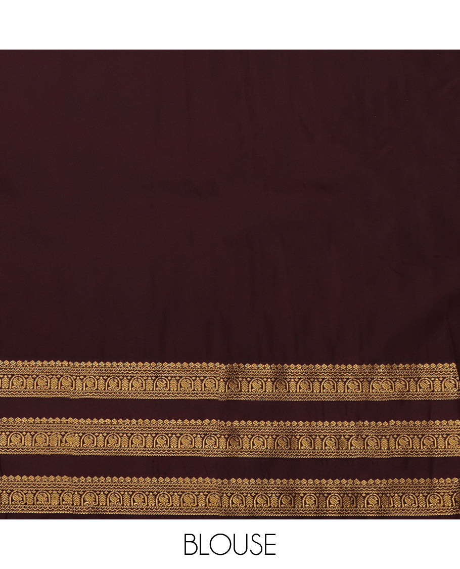 Royal Blue Budget Silk Saree, Decked Up with Zari Buttas on Its Body, Complemented by a Contrast Traditional Zari Border, Grand Jaal Pallu, and Paired with a Contrast Blouse