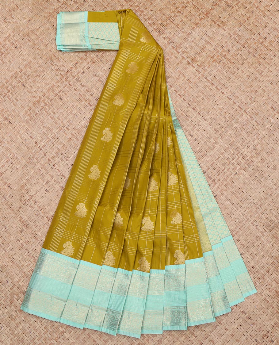 Green Traditional Checks Budget Silk Saree