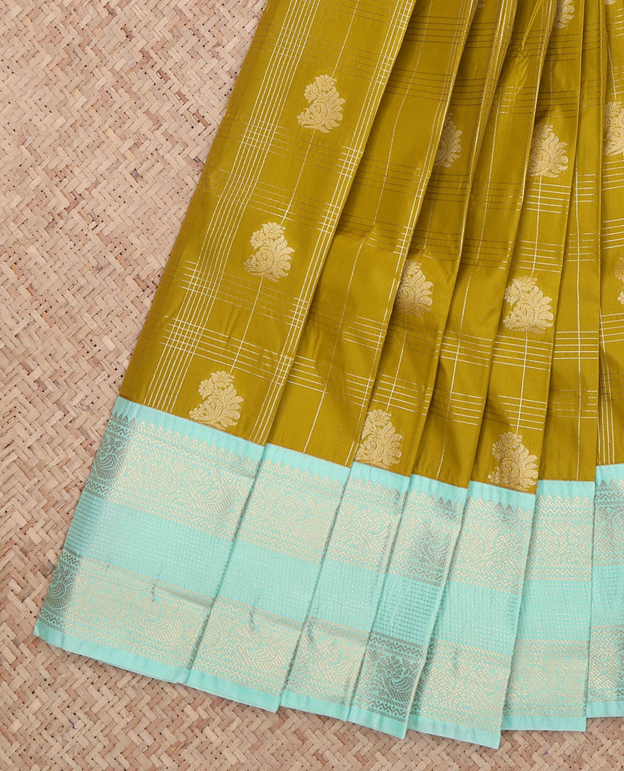 Green Traditional Checks Budget Silk Saree
