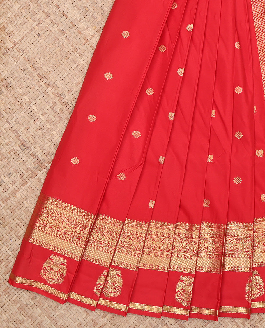 Red Traditional Zari Design Border Budget Silk Saree