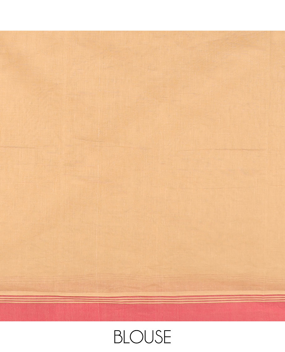 Sandal tree buttas kanchi cotton saree, contrast plain border, and floral potted pallu