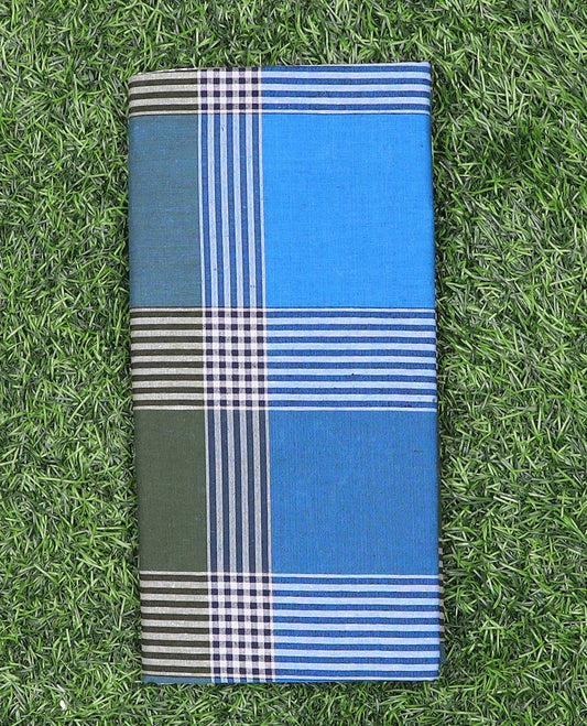 Multi-color micro-vertical and horizontal striped cotton cozy lungi