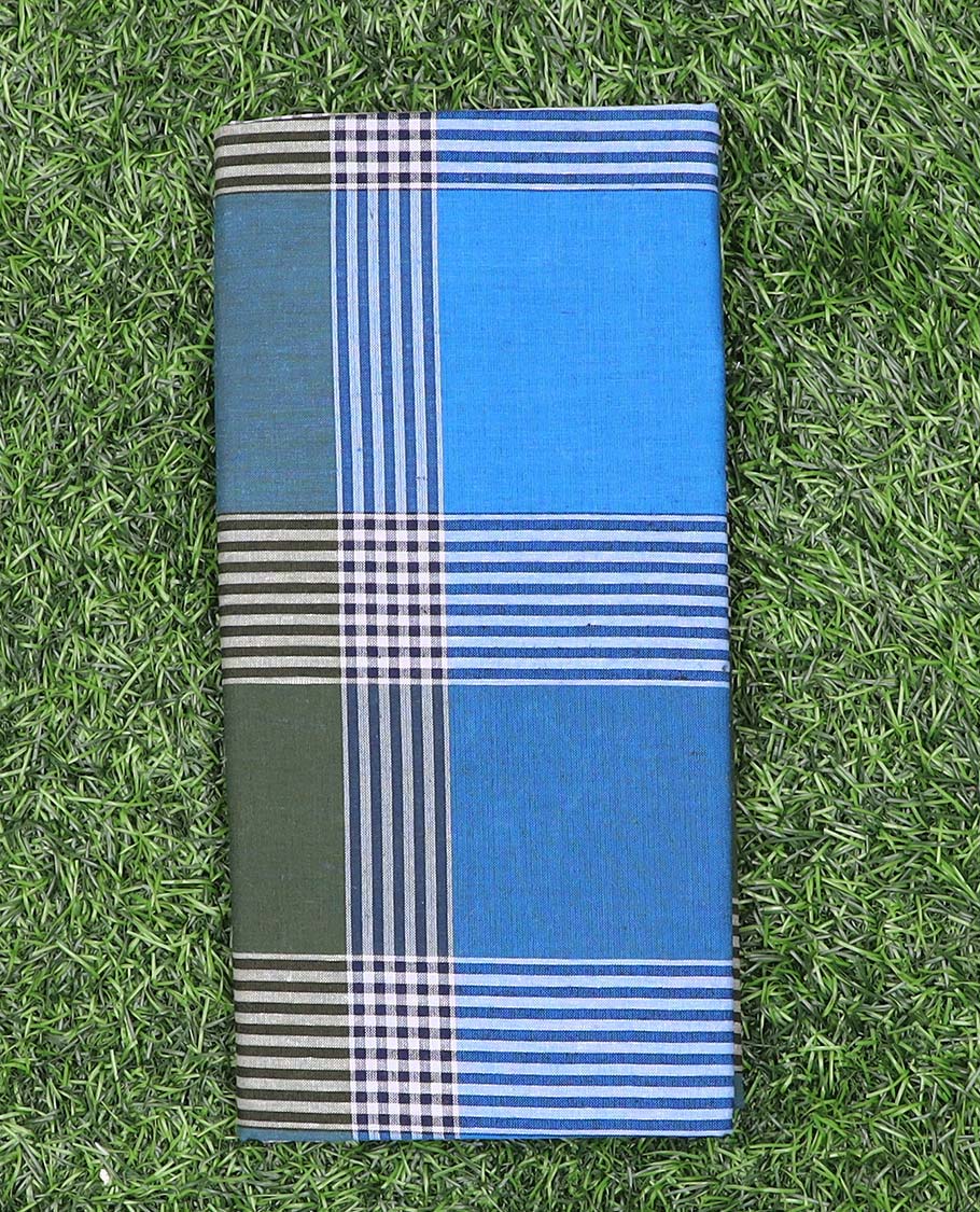 Multi-color micro-vertical and horizontal striped cotton cozy lungi
