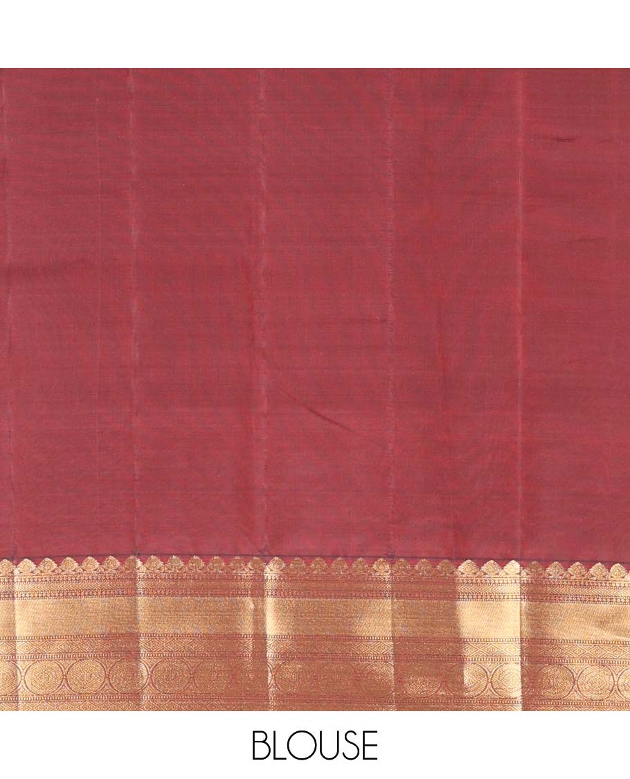 Maroon zari buttas Vasundhara silk mix saree, traditional zari design border, and vanki design pallu