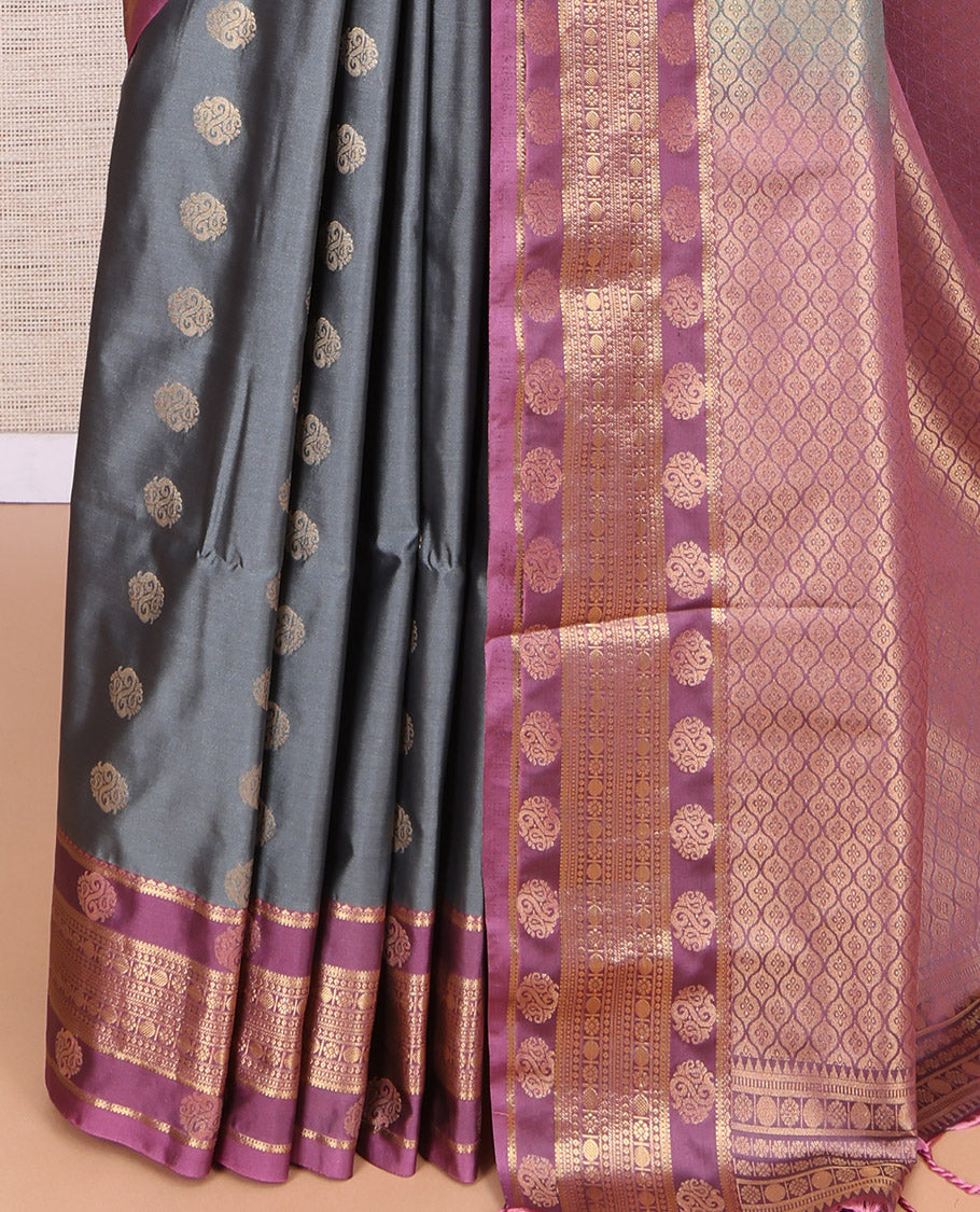Grey Zari Butta Budget Silk Saree