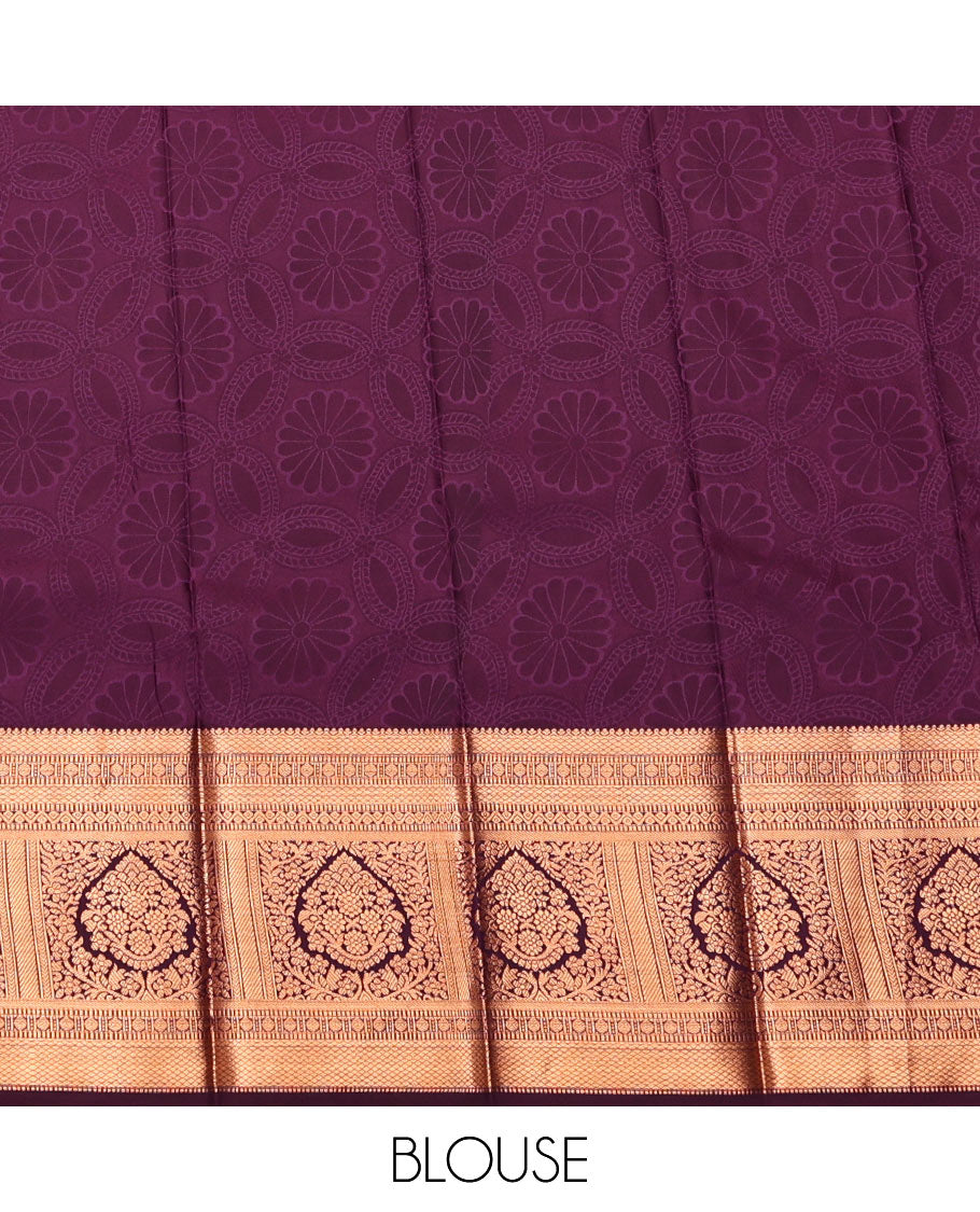 Grey Budget Silk Saree, Gleamed Up with Jacquard Design, Contrast Traditional Zari Border, Jaal Pallu, and a Contrast Blouse