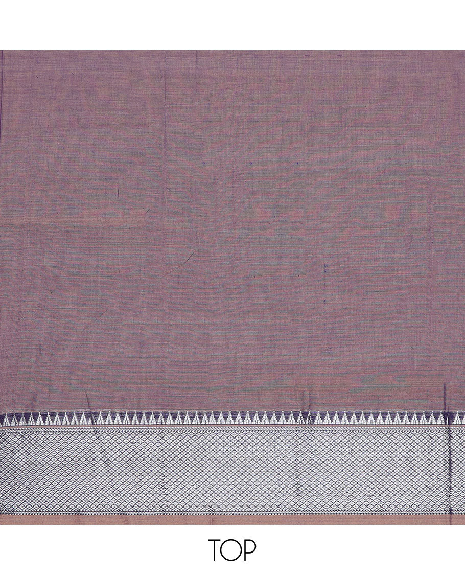 Mauve checked, temple design chudidhar material top with plain bottom & plain, zari design border dupatta