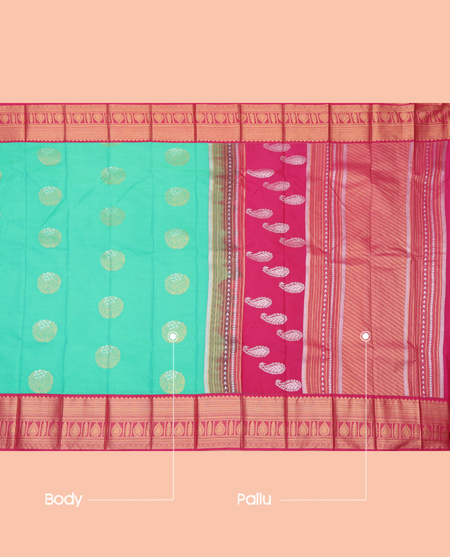 Turquoise Paisley Budget Silk Saree