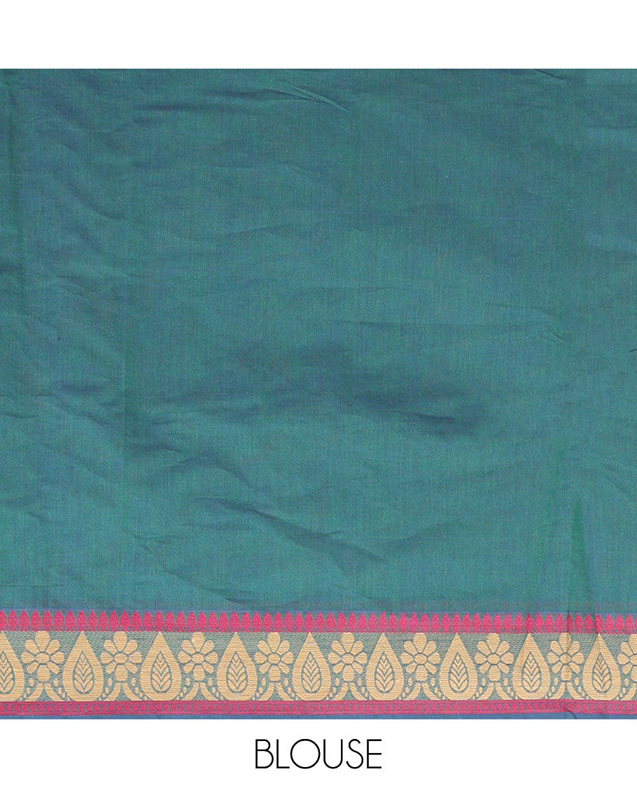 Orange sparely floral design Combatiore cotton saree, unique design border & contrast floral & geometric design pallu