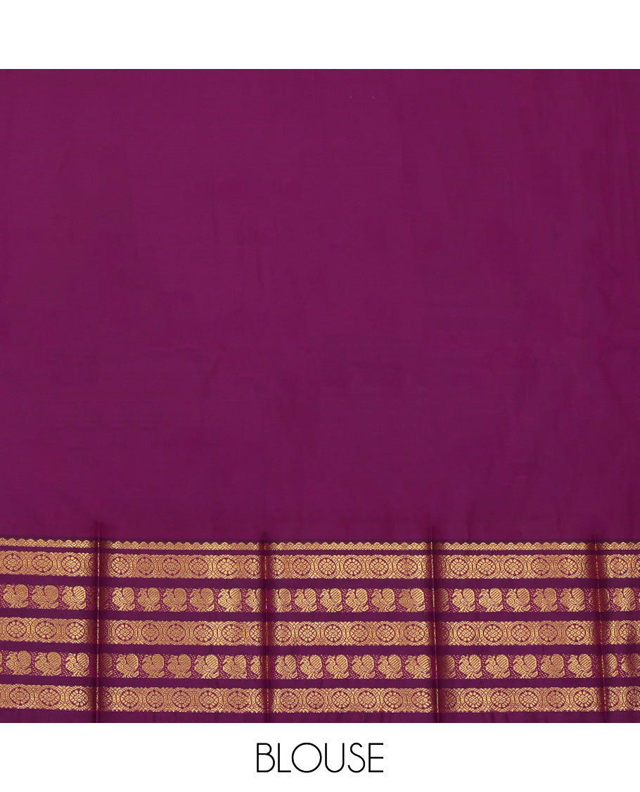 Blue Budget Silk Saree, Adorned with Zari Buttas, Complemented by Contrast Traditional Zari Border, a Jaal Pallu and a Contrast Blouse