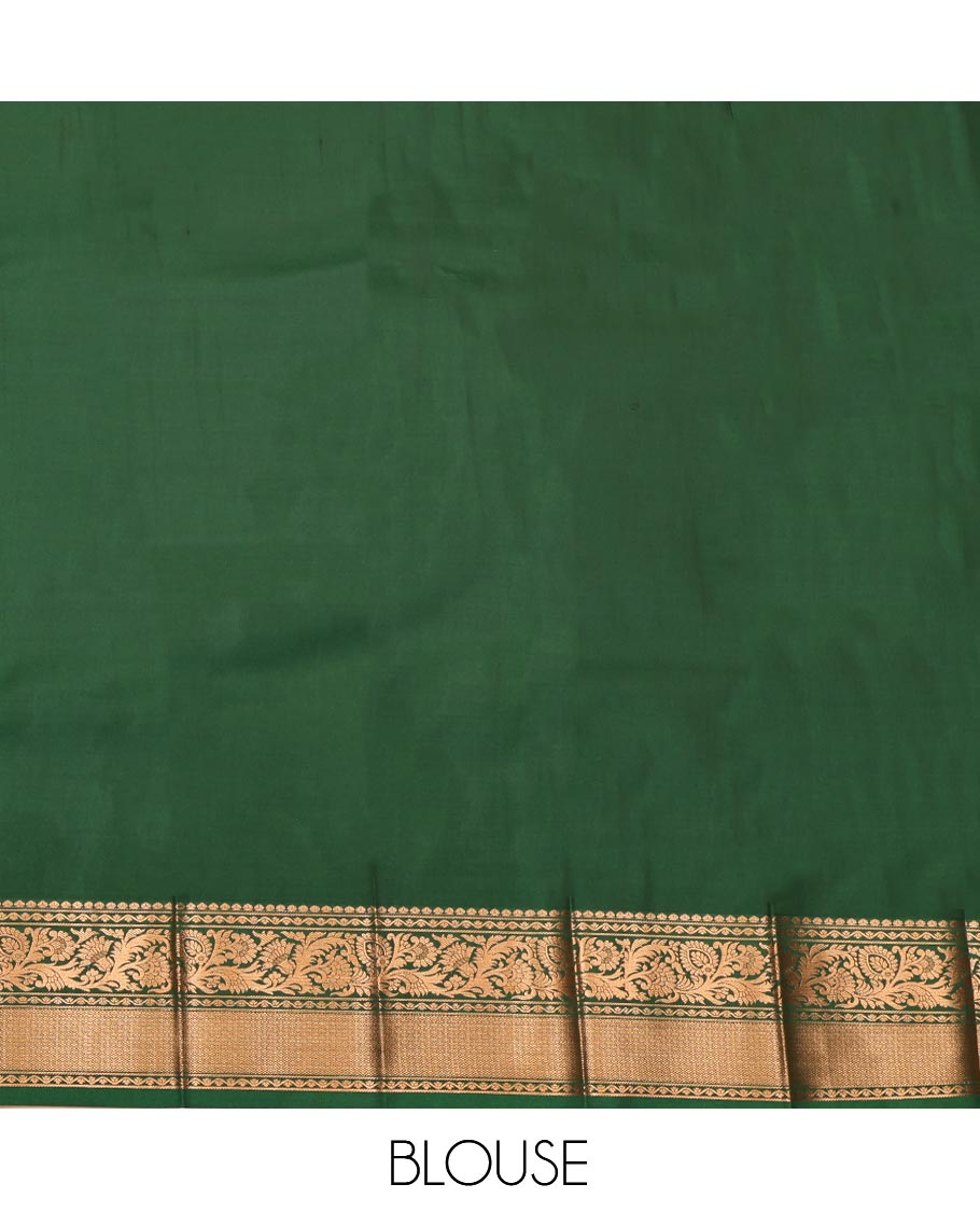 Orange Budget Silk Saree, Enthralled with Jacquard Design, Complemented by a Contrast Traditional Zari Border, Grand Pallu, and a Contrast Blouse
