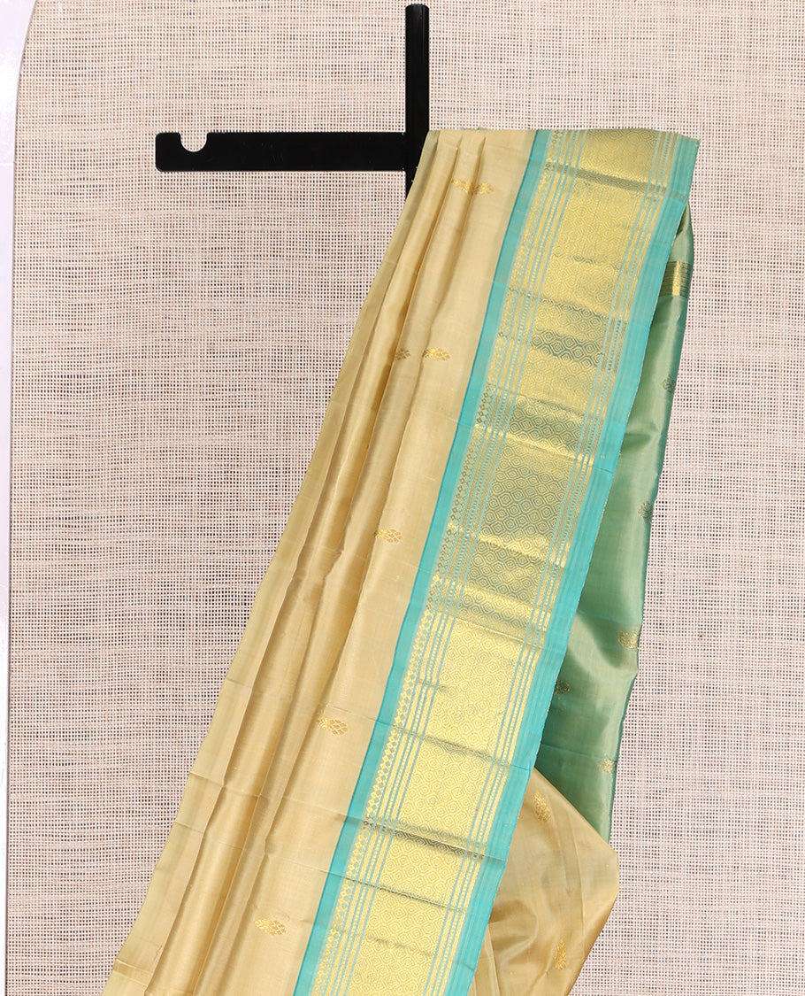Light Sandal Contrast Kanchipuram Silk Saree
